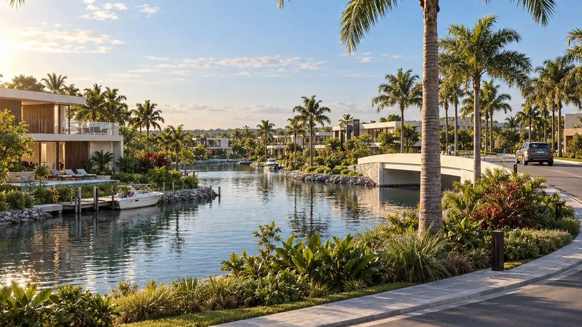 Imagem conceitual: AVA Residences — residências junto ao canal.